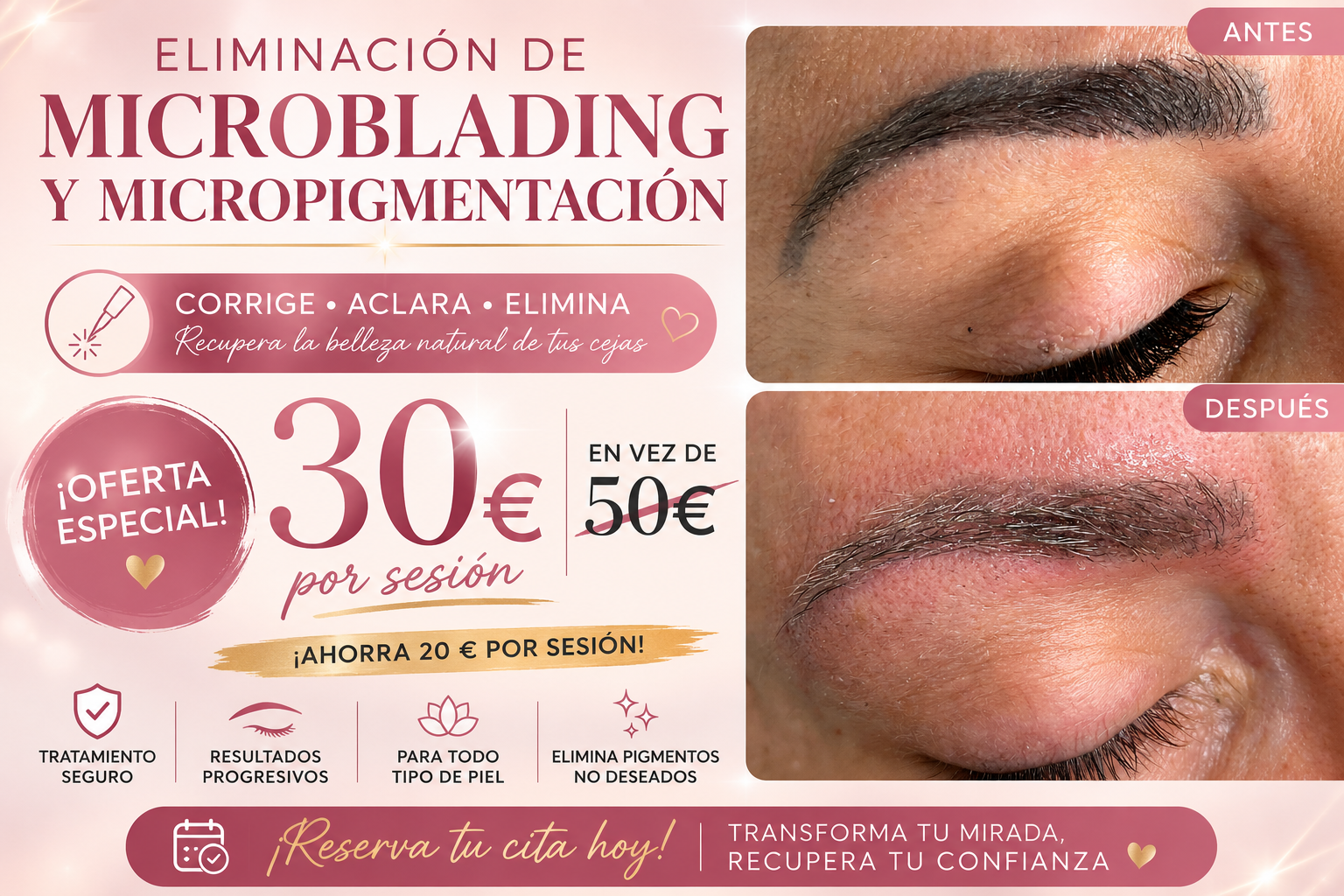 Eliminación de microblading y micropigmentación